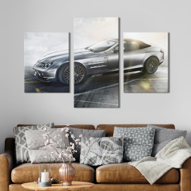 Картина Сріблястий автомобіль Mercedes-Benz SLR McLaren 66x40 см (1367-32)