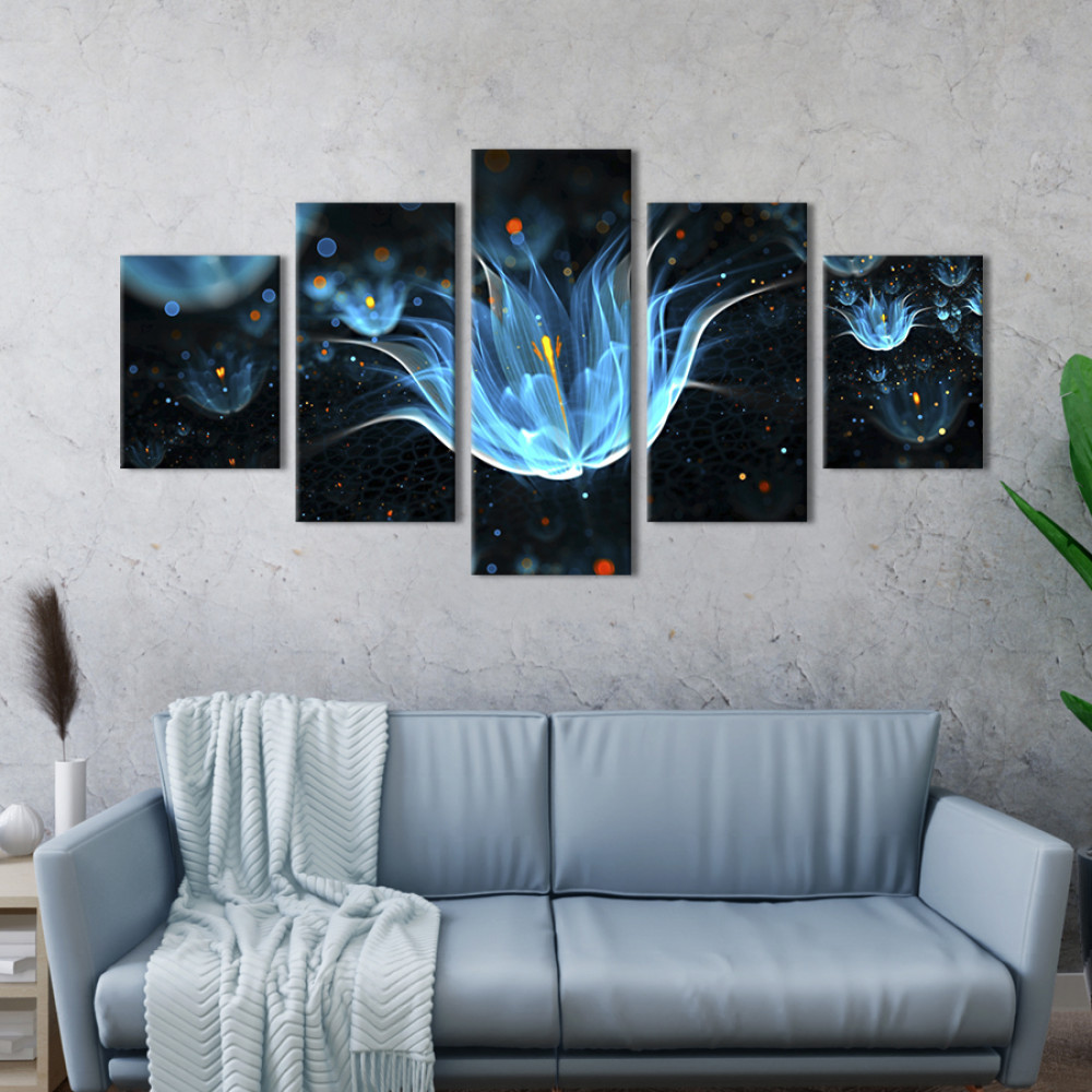 Картина квіти картина на полотні Витончена блакитна квітка 112x54 см (1013-52)