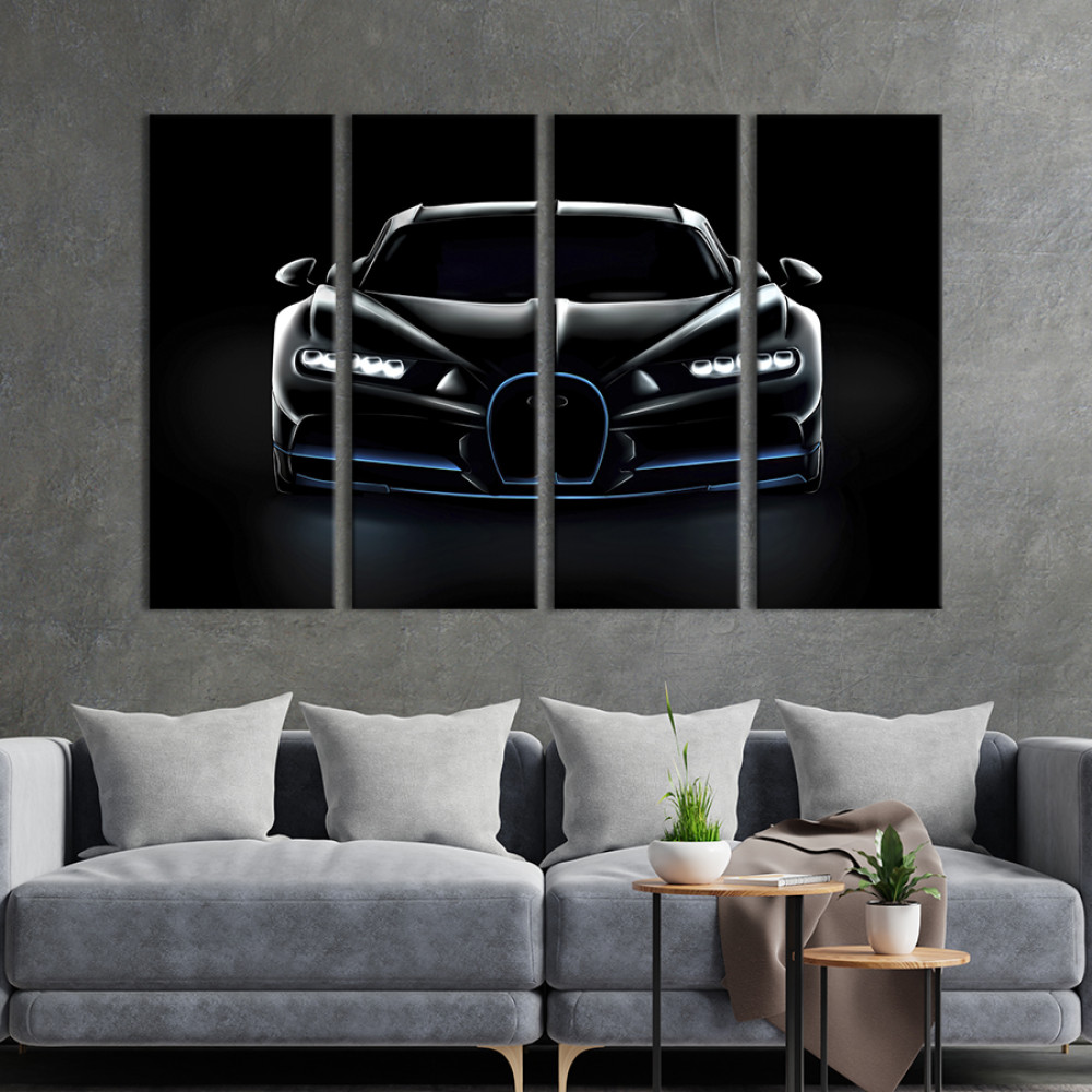 Картина Люксовий чорний Bugatti Chiron 89x53 см (1305-41)