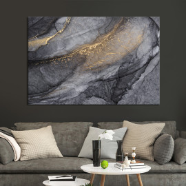 Картина абстракція картина для офісу Сірий камінь із золотом 51x34 см (1090-1)