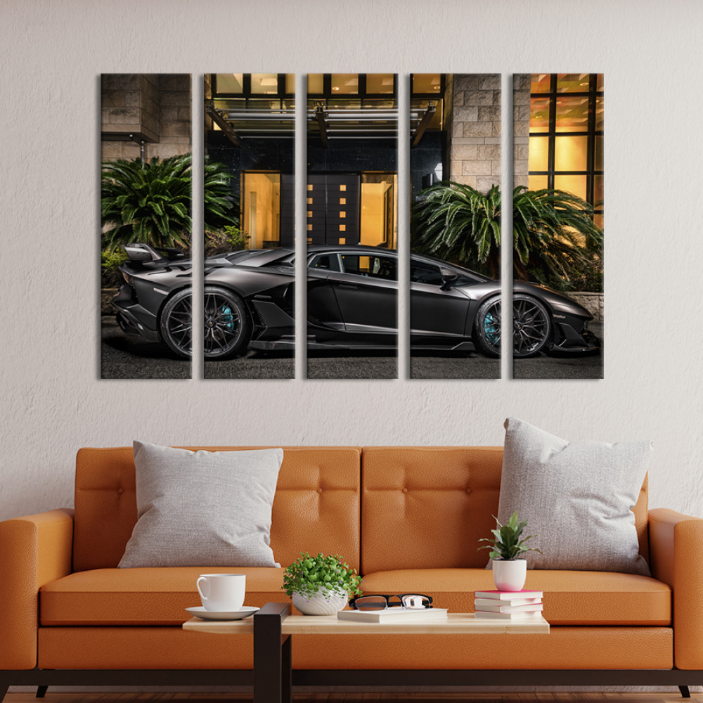 Картина Преміальний автомобіль Lamborghini Aventador SVJ Roadster 87x50 см (1334-51)