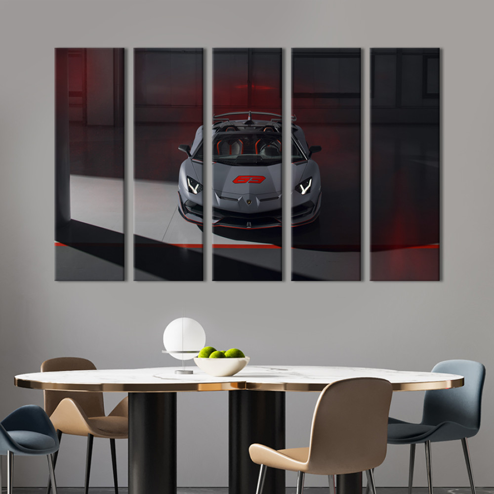 Картина Шикарний сірий суперкар Lamborghini 87x50 см (1264-51)