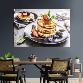Картина для кухні кафе бару Панкейки з медом та фруктами 51x34 см (1609-1)