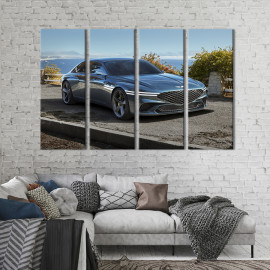 Картина Блискучий сріблястий автомобіль Genesis G80 89x53 см (1327-41)
