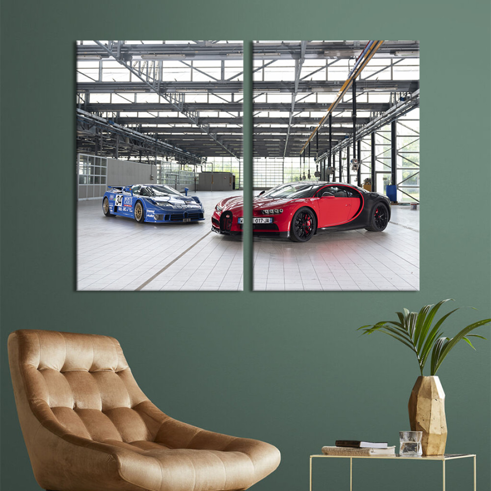 Картина Пара автомобілів Bugatti Кампогальяно 71x51 см (1308-2)