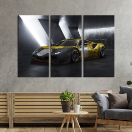 Картина Жовта Ferrari 488 GT Modificata 78x48 см (1315-31)