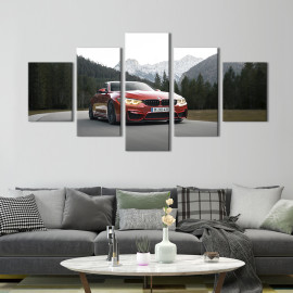 Картина Авто BMW в червоному кольорі 162x80 см (1381-52)