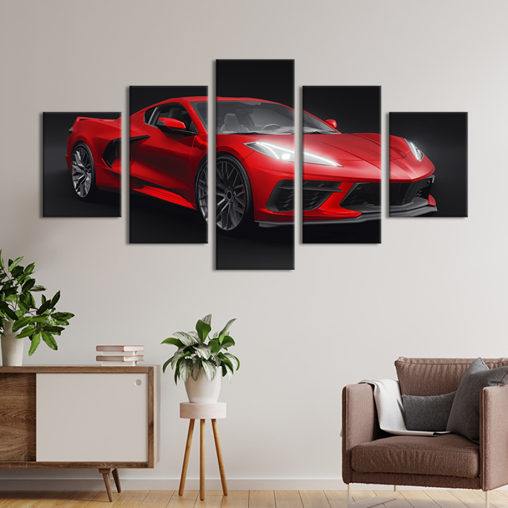 Картина Елегантний червоний Chevrolet Corvette 112x54 см (1408-52)