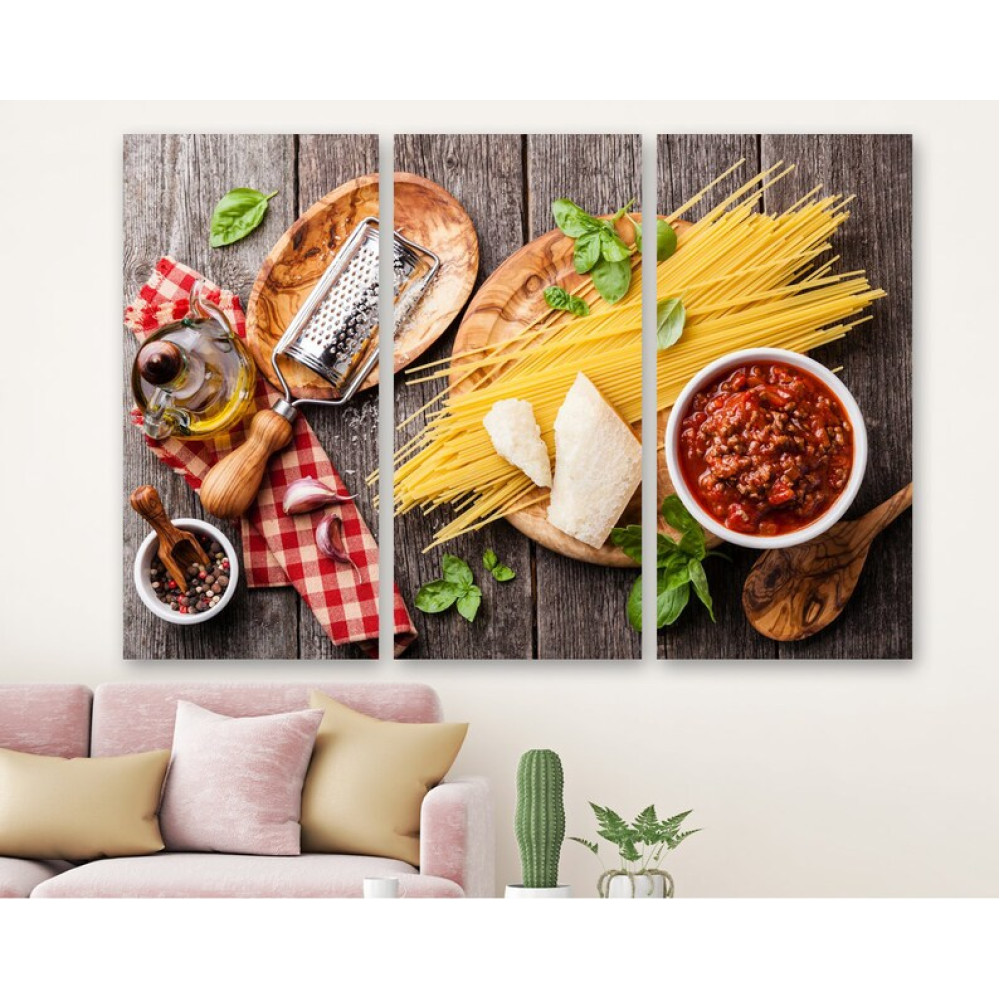 Картина Триптих Продукти для пасти болоньєзе 156x100 см (M3_XL_302)