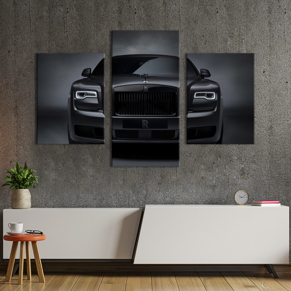 Картина Стильний чорний автомобіль Rolls-Royce Привид 96x60 см (1396-32)
