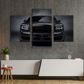 Картина Стильний чорний автомобіль Rolls-Royce Привид 66x40 см (1396-32)