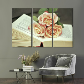 Картина Бежеві троянди та книга 78x48 см (946-31)