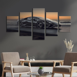 Картина Авто Lamborghini на тлі морських сутінків 112x54 см (1371-52)