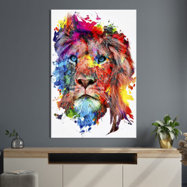 Картина в офіс Різнобарвний абстрактний лев 51x34 см (2art_55)