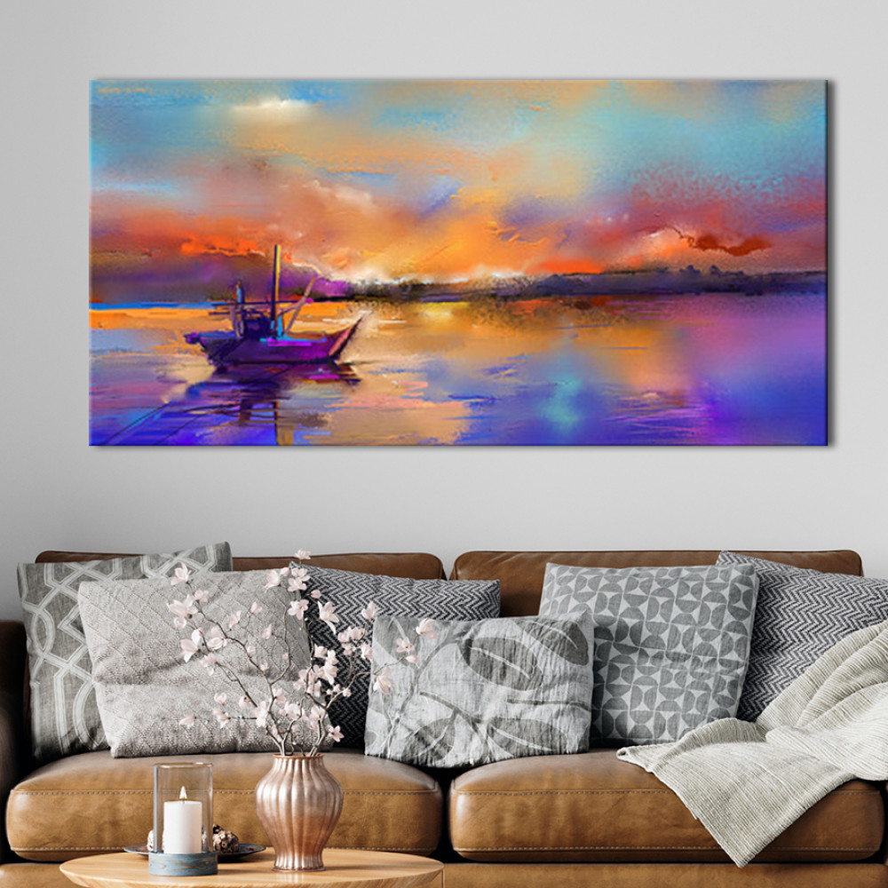 Картина Море - Корабель на заході сонця 50x25 см (K0049_M)