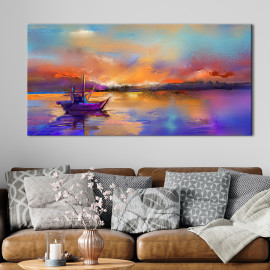 Картина Море - Корабель на заході сонця 50x25 см (K0049_M)