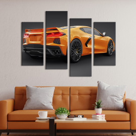 Картина Авто Chevrolet Corvette Stingray на сірому тлі 89x56 см (1409-42)