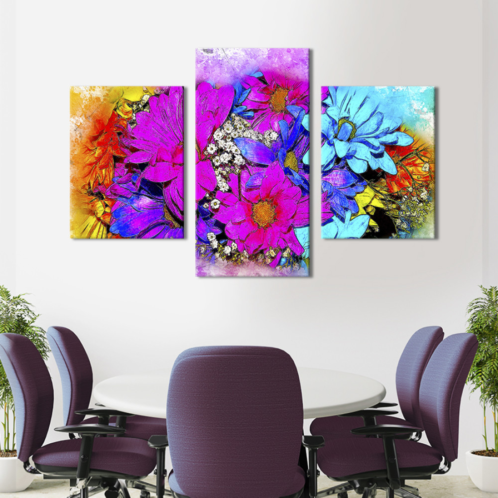Картина триптих Яскраві хризантеми 66x40 см (865-32)