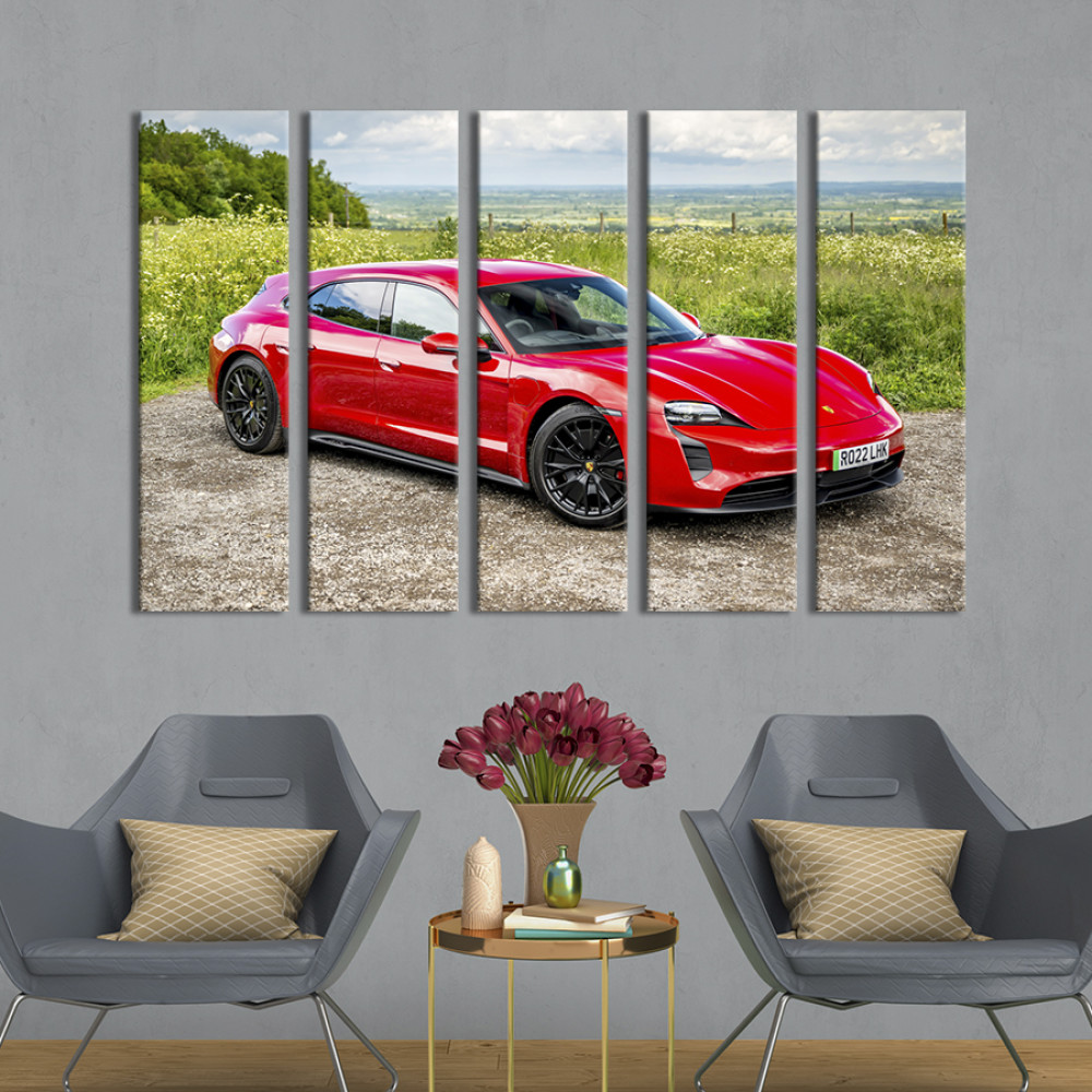 Картина Модний автомобіль Porsche Taycan 132x80 см (1386-51)
