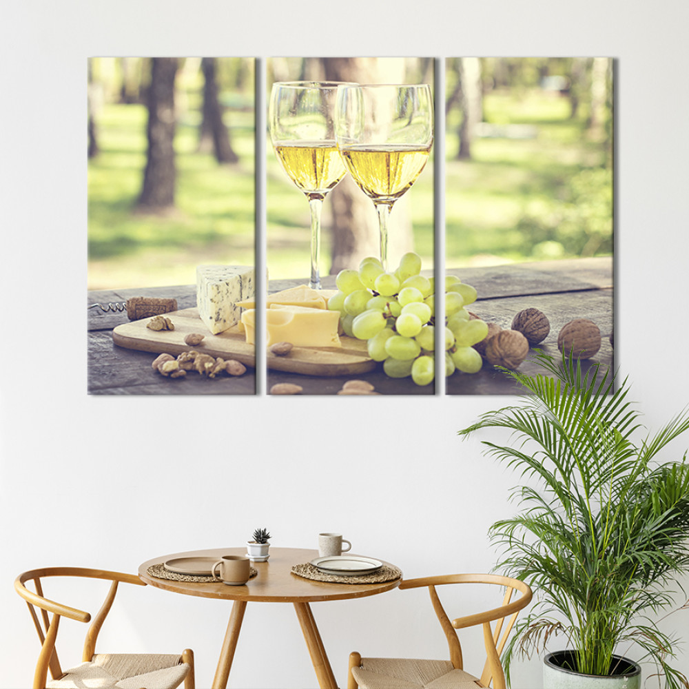 Картина Біле вино та сир 78x48 см (298-31)