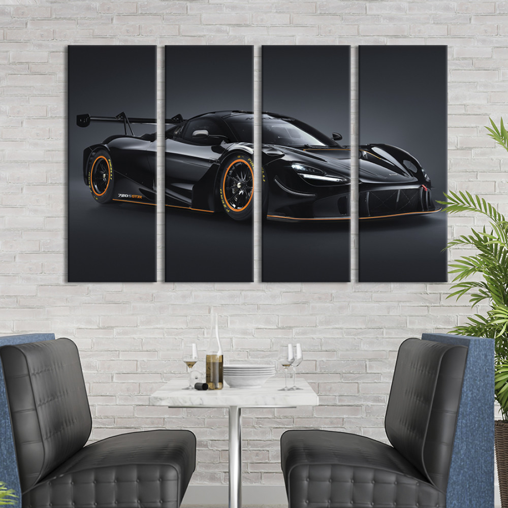 Картина Авто McLaren 720S в чорному кольорі 89x53 см (1354-41)