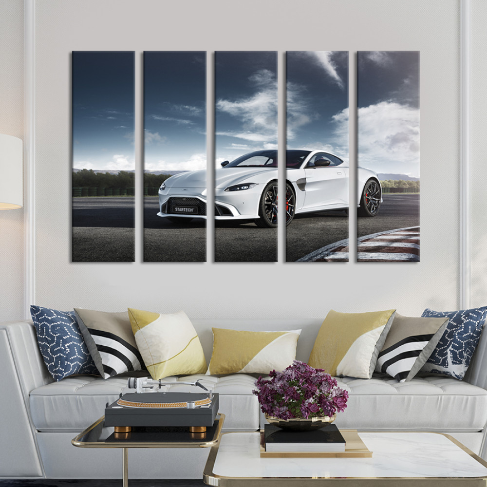Картина Розкішний білий Aston Martin Vantage 87x50 см (1402-51)