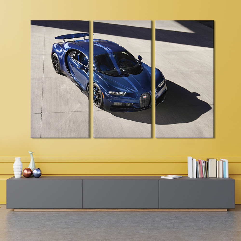 Картина Синій Bugatti Chiron вид зверху 78x48 см (1299-31)