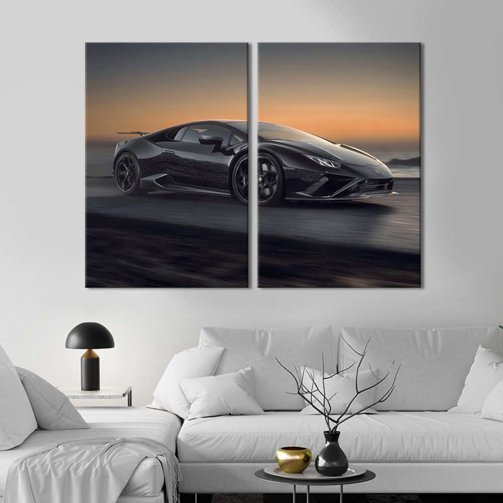 Картина Lamborghini Huracan EVO на узбережжі 165x122 см (1371-2)