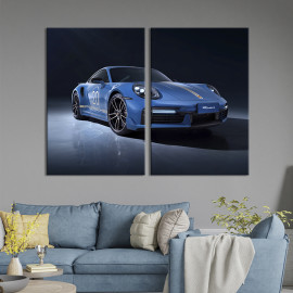 Картина Авто Porsche 911 Turbo S в блакитному кольорі 71x51 см (1387-2)