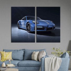 Картина Авто Porsche 911 Turbo S в блакитному кольорі 111x81 см (1387-2)
