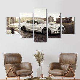 Картина Шикарний білий Ford Mustang 112x54 см (1322-52)