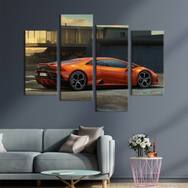 Картина Яскрава Lamborghini Huracan Evo в помаранчевому кольорі 89x56 см (1341-42)