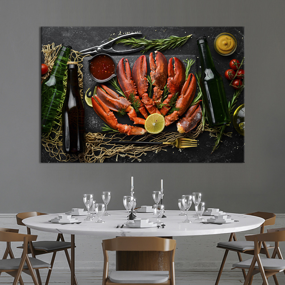 Картина для кухні кафе бару Готові щупальця омарів 51x34 см (1540-1)
