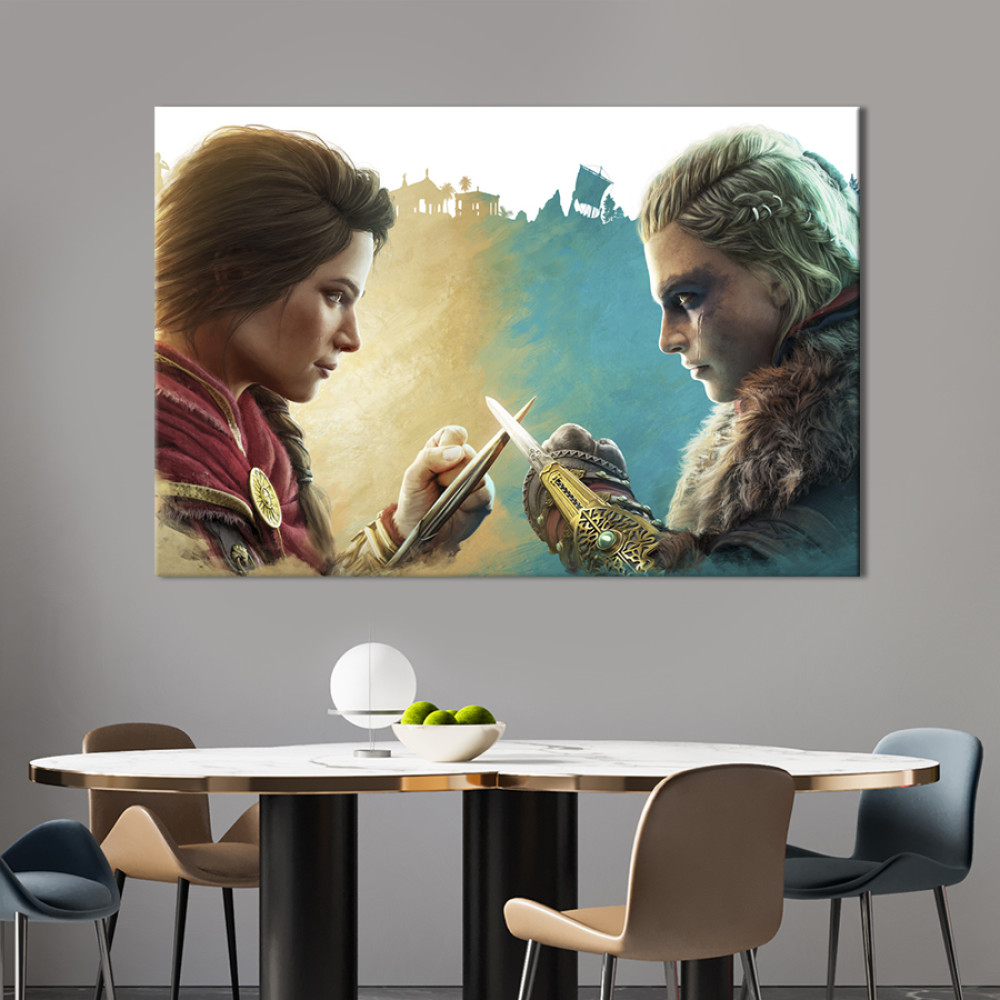 Картина Assassin's Creed Odyssey і Valhalla Crossover 51x34 см (1456-1)