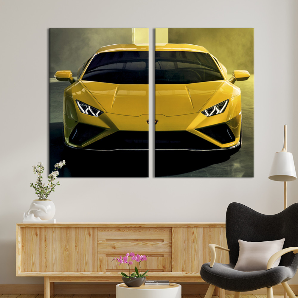 Картина Сонячно-жовта Ламборгіні Huracan 71x51 см (1336-2)