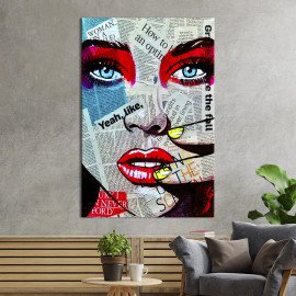 Картина в офіс Газета на обличчі красивої дівчини 120x80 см (2art_164)