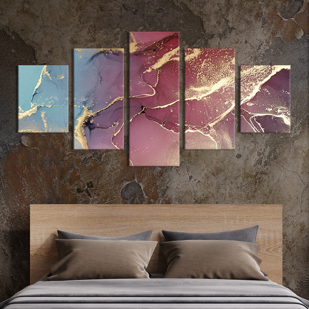 Картина Дорогоцінний синьо-рожевий мармур 112x54 см (46-52)