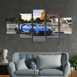 Картина Розкішний блакитний Bugatti Chiron 112x54 см (1298-52)