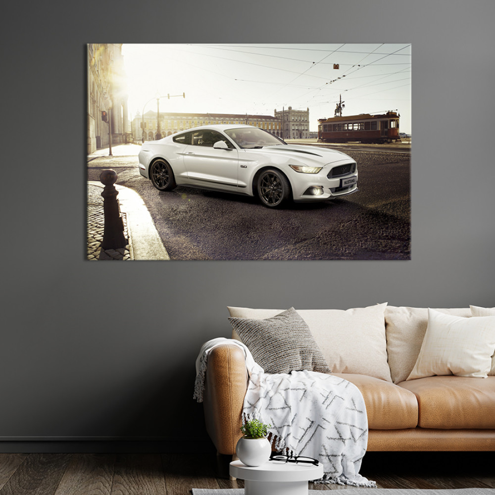 Картина Ford Mustang білого кольору 51x34 см (1322-1)
