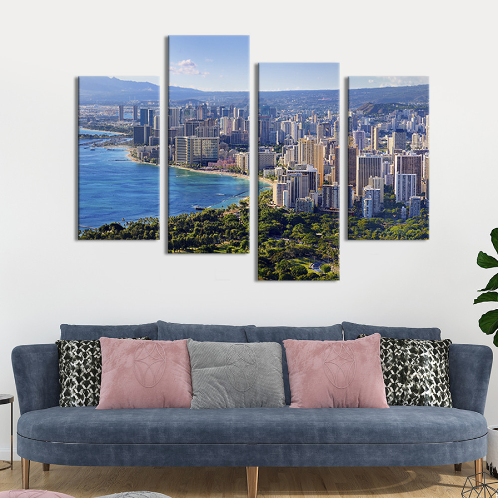 Картина Красиве гавайське місто Гонолулу 129x90 см (384-42)