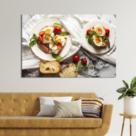 Картина для кухні кафе бару Тости з яйцем та помідором 51x34 см (1577-1)