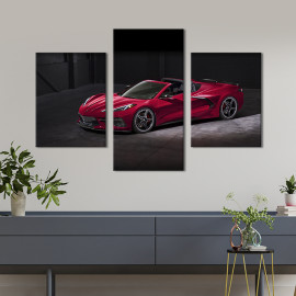 Картина Стильний малиновий Chevrolet Corvette C8 66x40 см (1256-32)