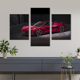 Картина Стильний малиновий Chevrolet Corvette C8 66x40 см (1256-32)