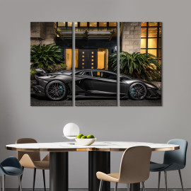 Картина Стильна чорна Lamborghini Aventador SVJ Roadster 78x48 см (1334-31)