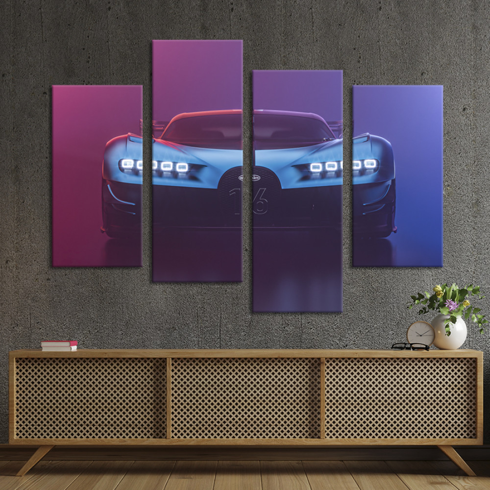 Картина Bugatti Chiron Vision GT в синьому кольорі 89x56 см (1304-42)
