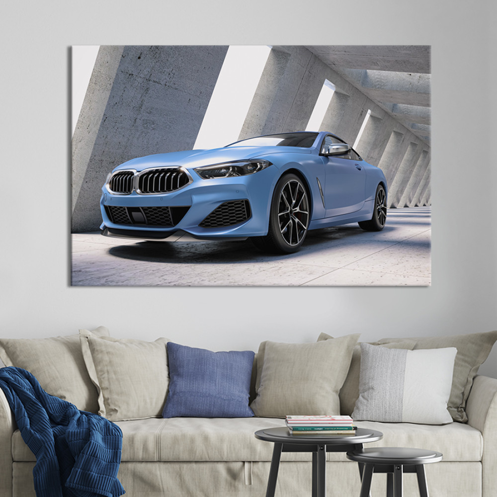 Картина Спорткар блакитного кольору 122x81 см (1295-1)