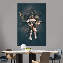 Картина в офіс Купідон з автоматом 51x34 см (2art_277)