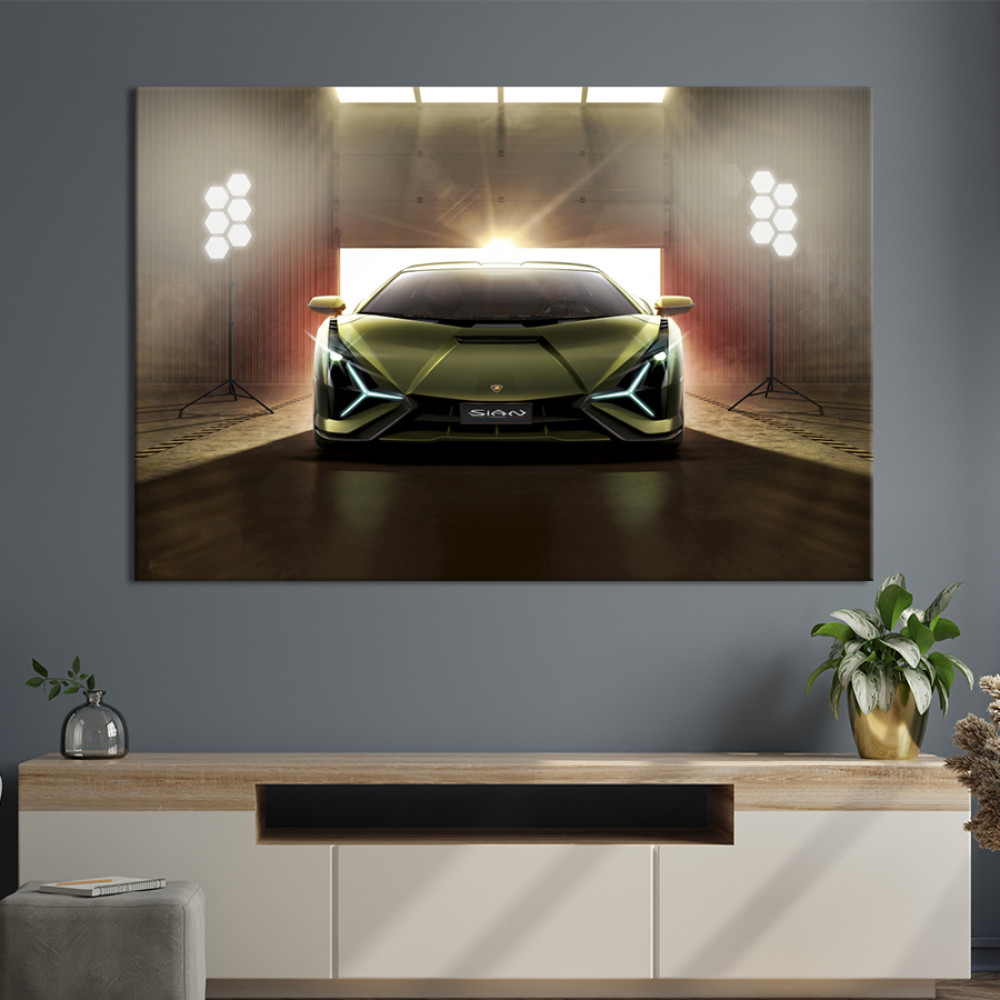 Картина Lamborghini Sian в оливковому кольорі 51x34 см (1343-1)
