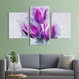 Картина триптих Три фіолетових тюльпани 66x40 см (861-32)