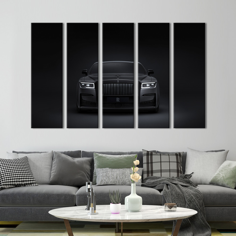 Картина Дороге колекційне авто Rolls-Royce Black Badge Ghost 155x95 см (1276-51)